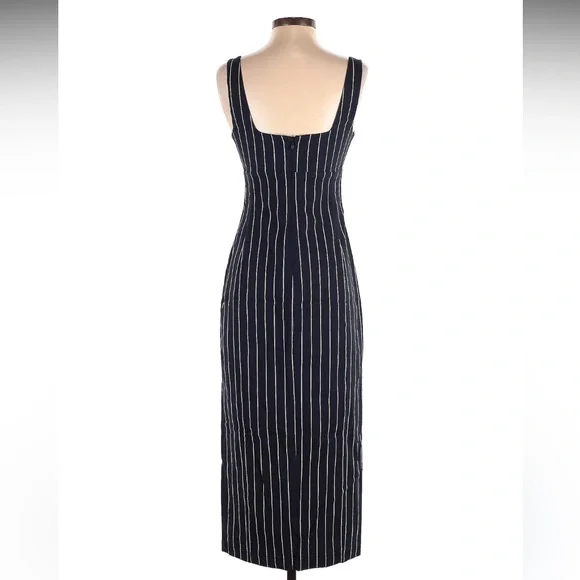 Anthropologie Navy Striped Cocktail Dress - Picture 2 of 6